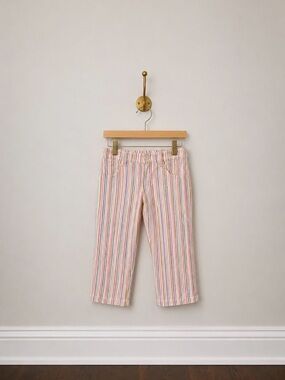 Mango Striped Capri Pants - Pink Multi
